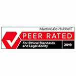 Martindale Hubbell Peer Rated For Ethical Standards and Legal Ability 2019